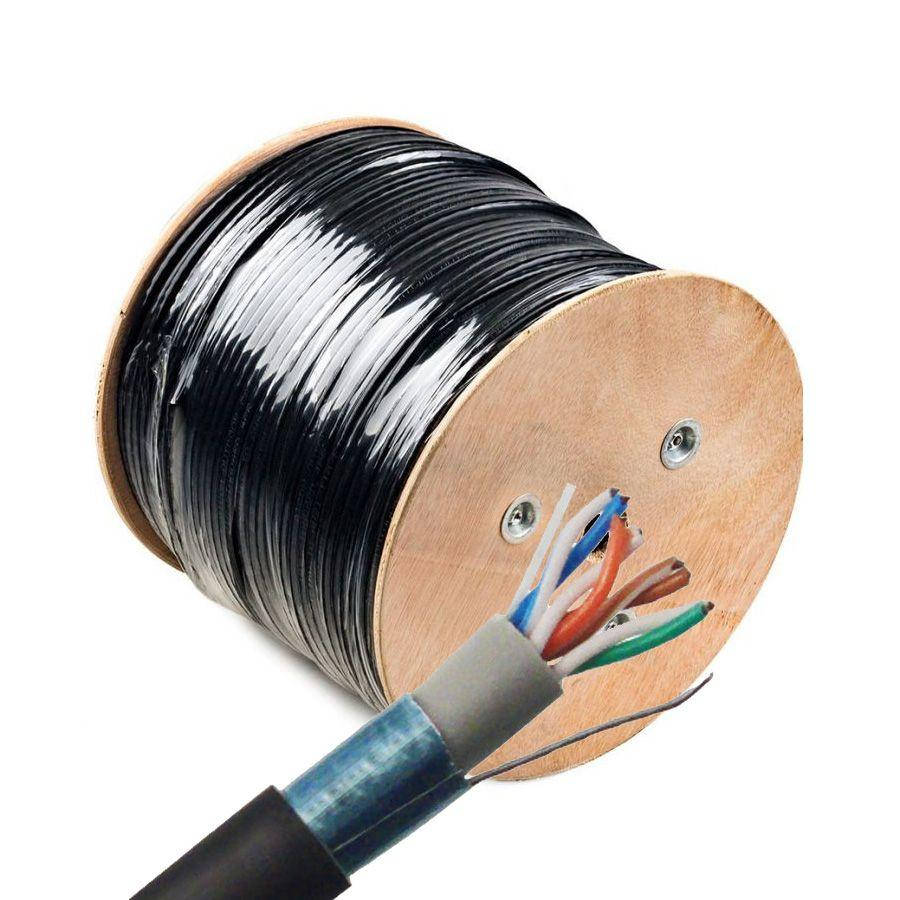 

Экранированная витая пара уличная черная ATcom Premium FTP cat5e (0,5 мм, CU, 305 м) PVC+PVE медная