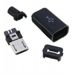 

Штекер micro USB 5pin, под шнур, бакелит, чёрный, Черный