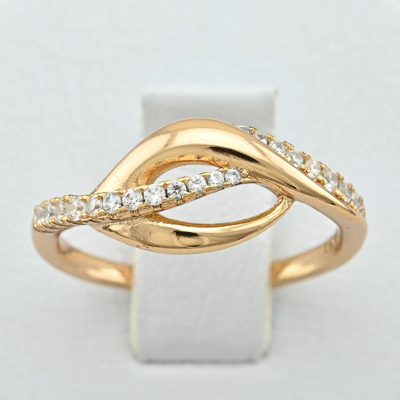 

Кольцо Xuping 14821 ширина 8 мм белые фианиты позолота 18К размер 20