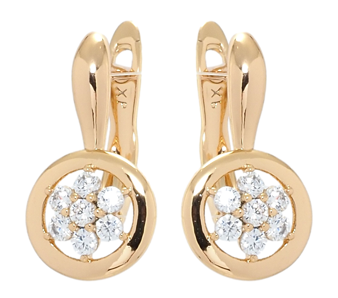 

Серьги Xuping Позолота 18K английский замок "Колечки с кристальными цветочками"