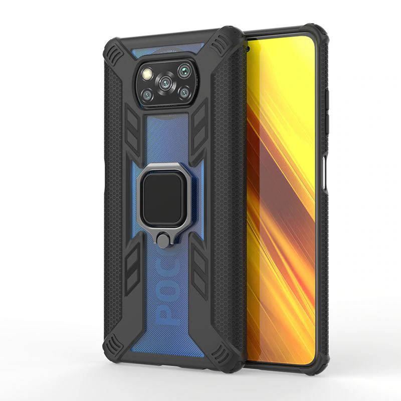 

Защитный прозрачный чехол с кольцом подставкой для Poco X3 NFC \ Pro черный