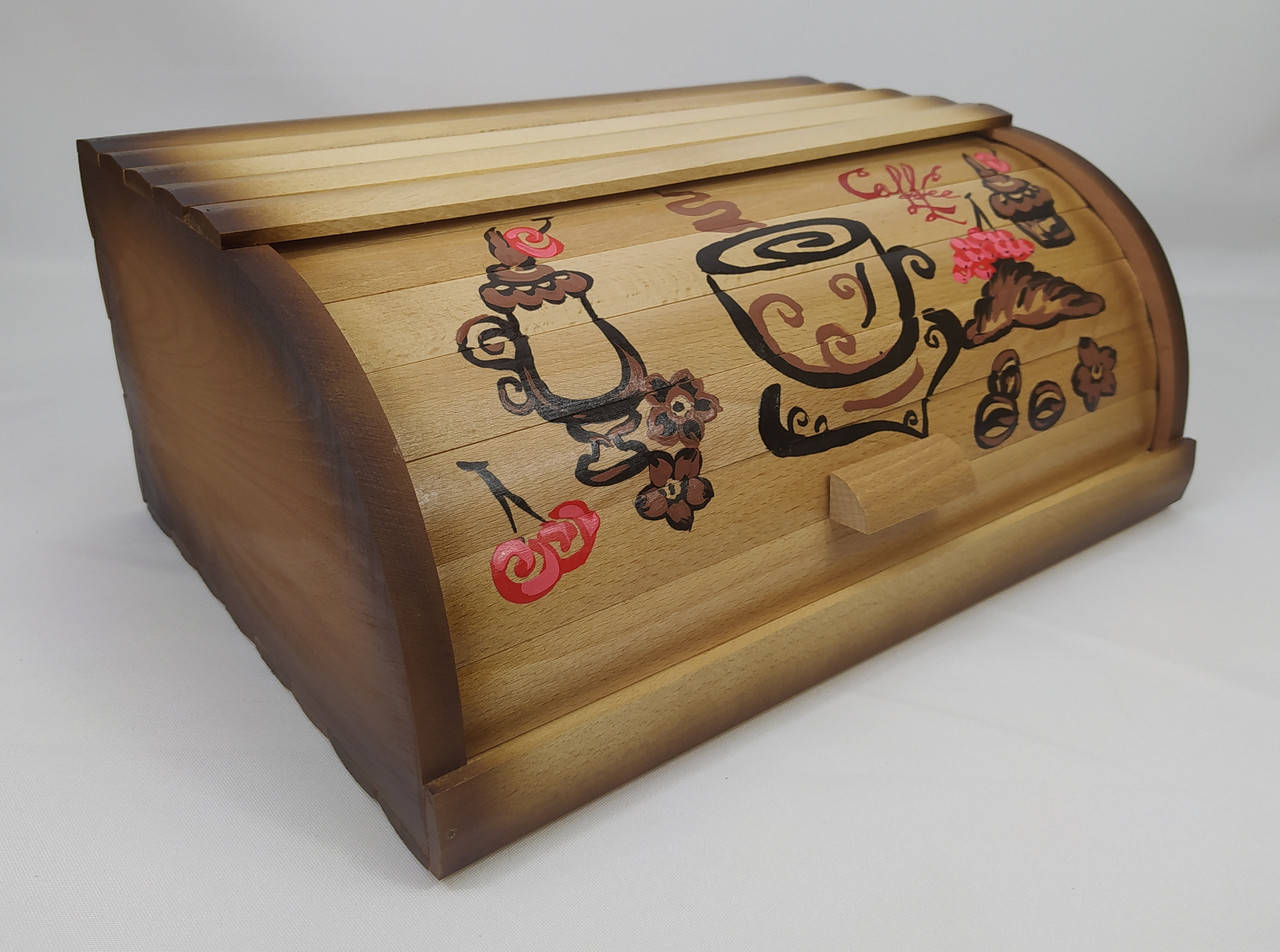 

Хлебница деревянная ручной работы "Кофе" древесина бук 37 см * 27 см, высота 17 см.