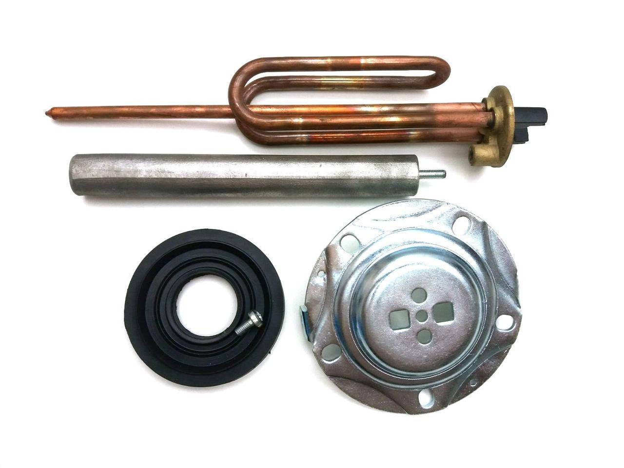 

Тэн медный для водонагревателя Ariston 1500Вт. в сборе: фланец, тэн, анод и прокладка.