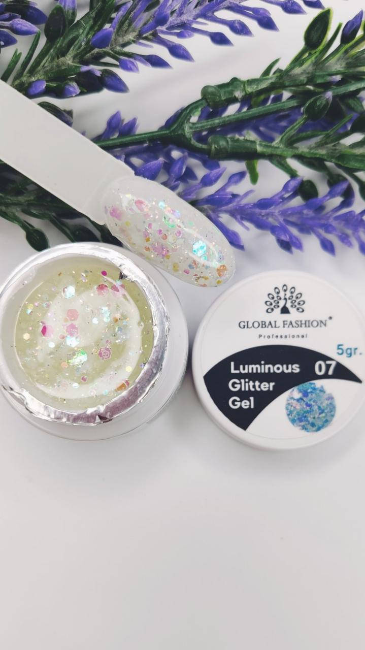 

Люминесцентный глитерный гель для маникюра Luminous Glitter gel 5 ml TM Global fashion 07