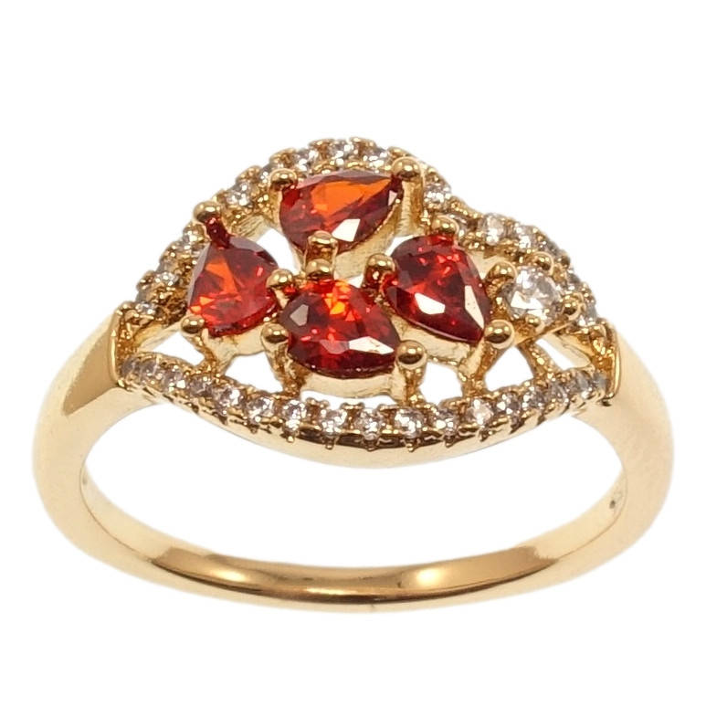 

Кольцо Xuping Позолота 18K "Красные кристальные капли с волнами циркония " р 16,17,18.5