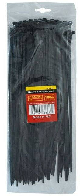 

Хомуты (стяжки) пластиковые 4,8x300мм черные INTERTOOL TC-4831 (100 шт)