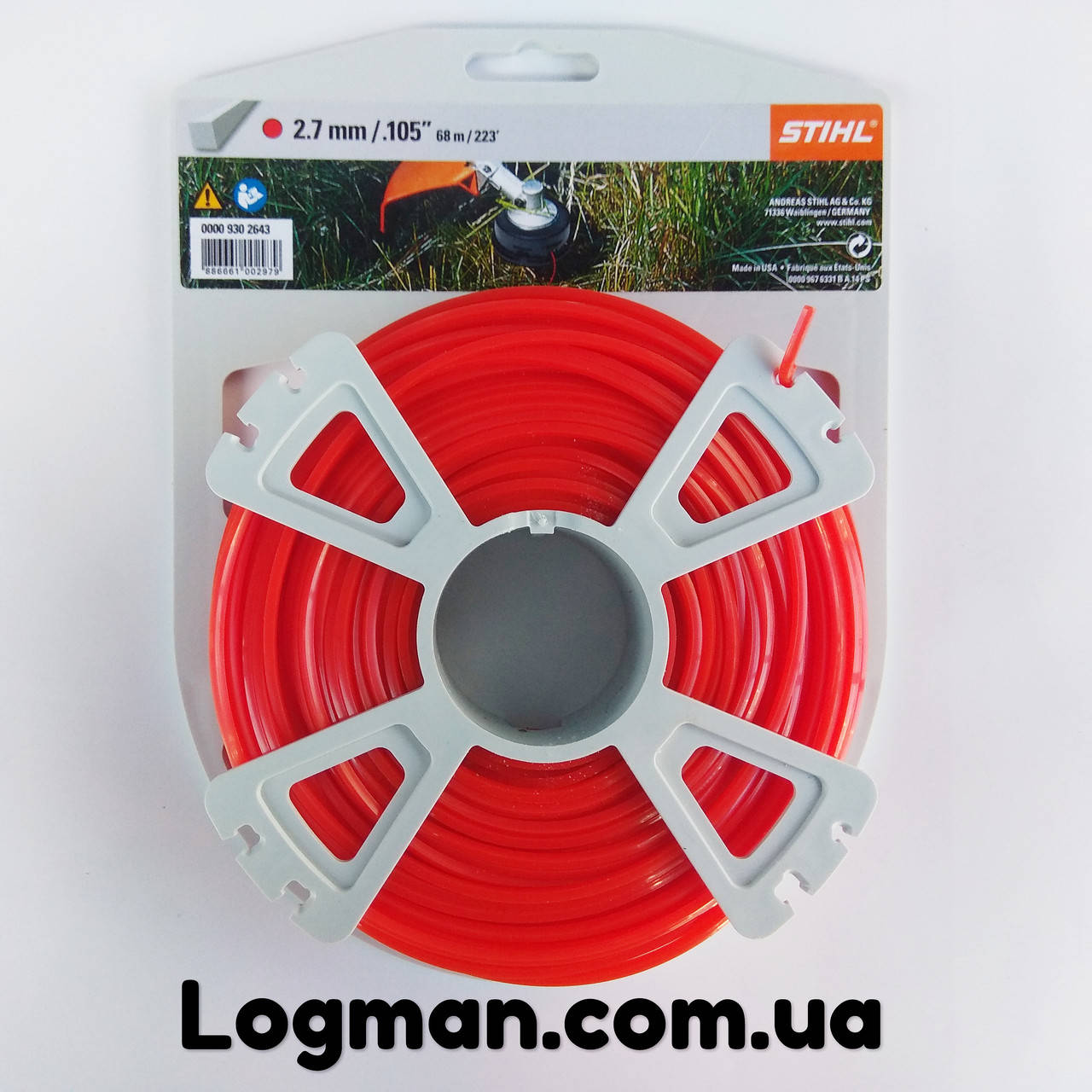 

Леска/Жилка STIHL 2,7мм х 68м, квадратная