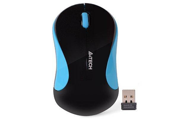 

Миша A4Tech G3-270N USB V-Track , бездротова, 1000dpi, чорний + блакитний