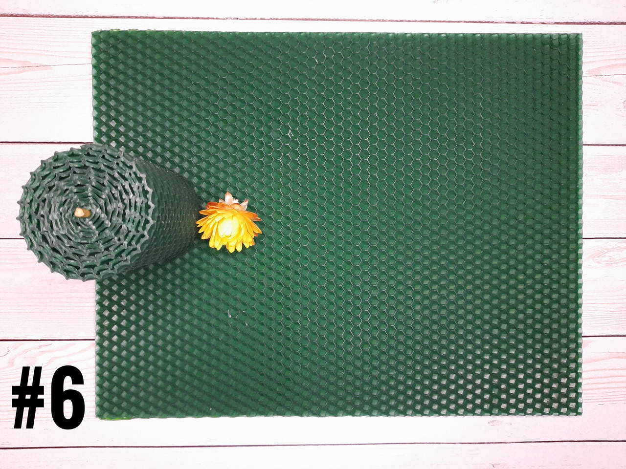 

Цветная вощина для изготовления свечей, лист 26х41 см темно-зеленый