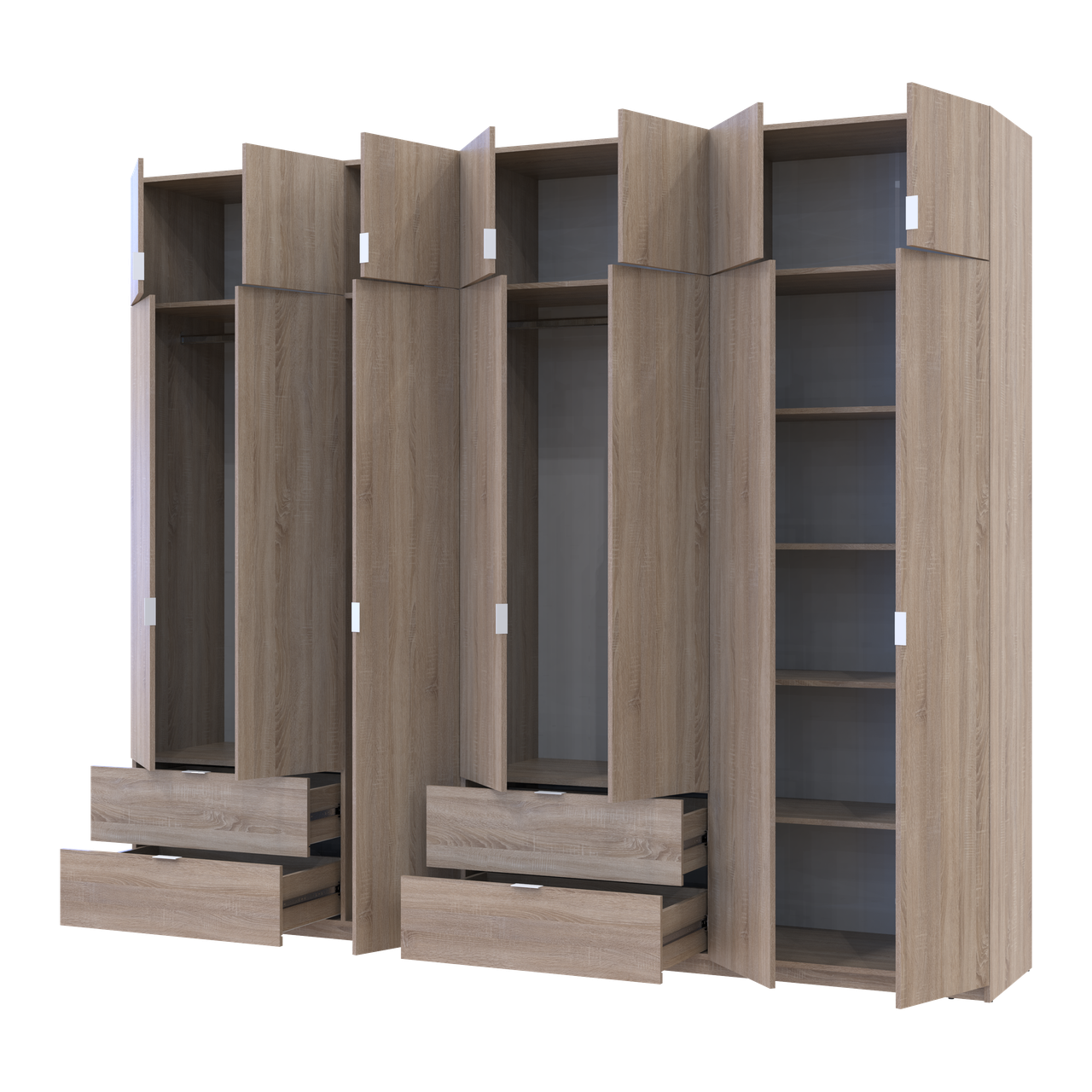 Розпашна Шафа для одягу Doros Лукас Дуб сонома 3+4 ДСП 280х50х240 (42005119) 2