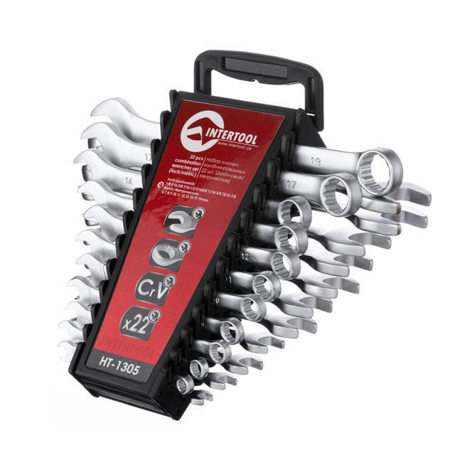 

Набор ключей комбинированных 22 ед. дюймовых 11 ед метрических 11 ед INTERTOOL HT-1305