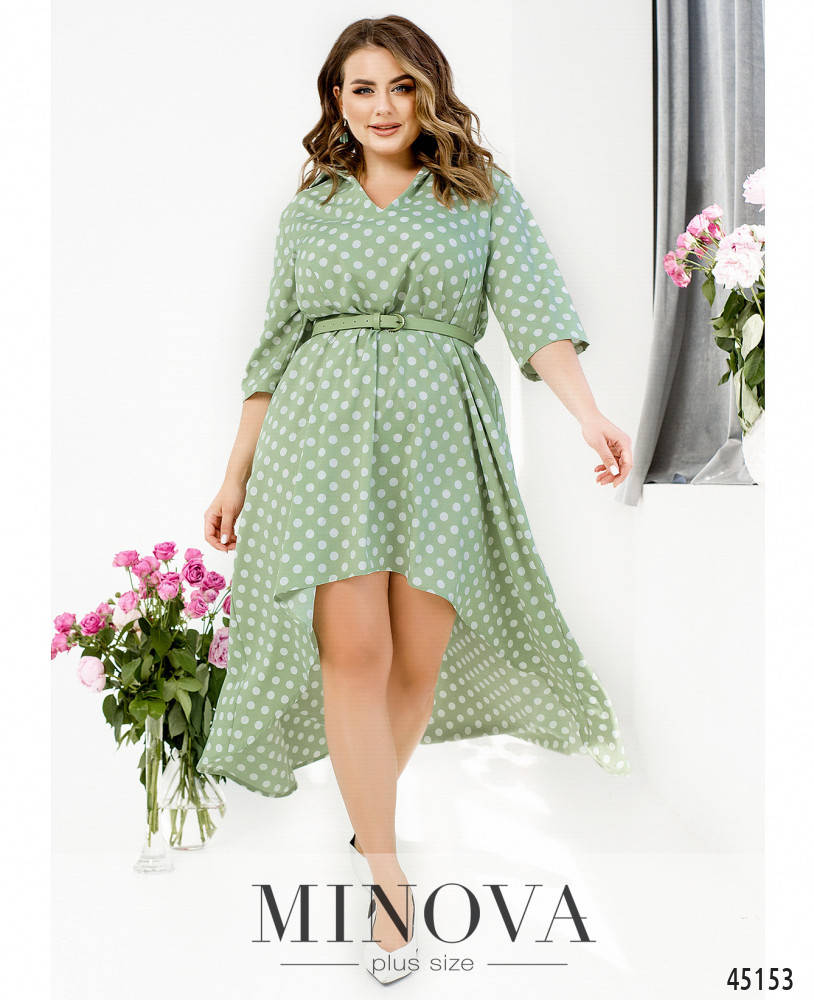 

Р. 50-64 Женское летнее платье-рубашка со шлейфом больших размеров 62/64, Мятный