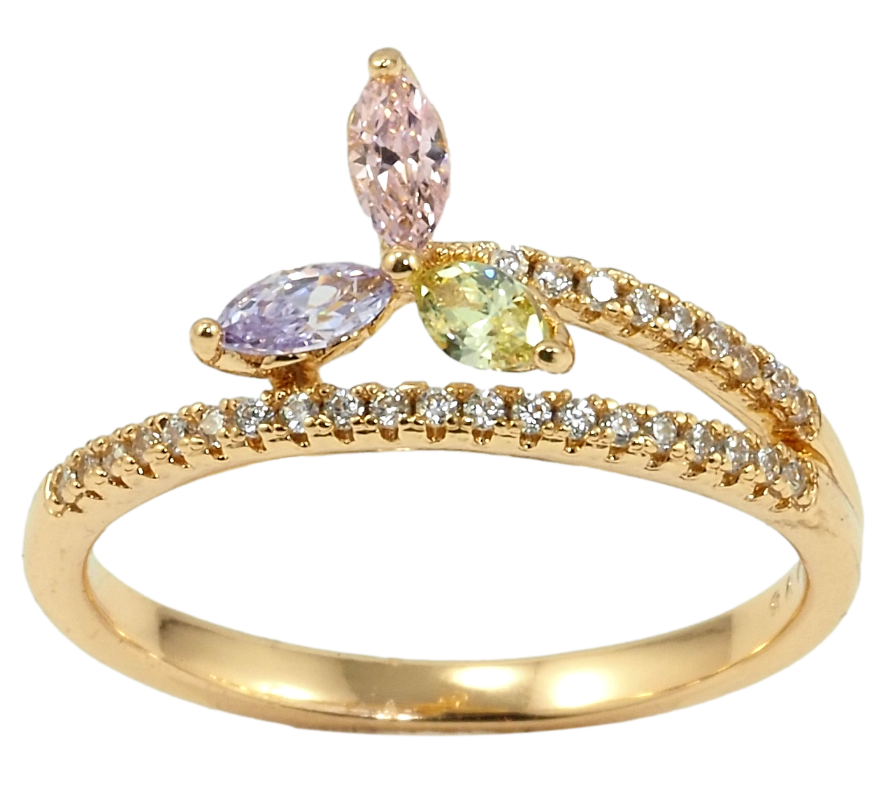 

Кольцо Xuping Позолота 18K "Трилистник цветные фианиты" р.17,18,18.5