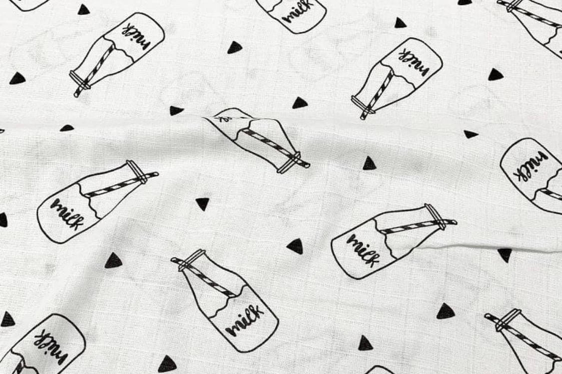 

Муслин Бутылочки с молоком 160 см, Белый