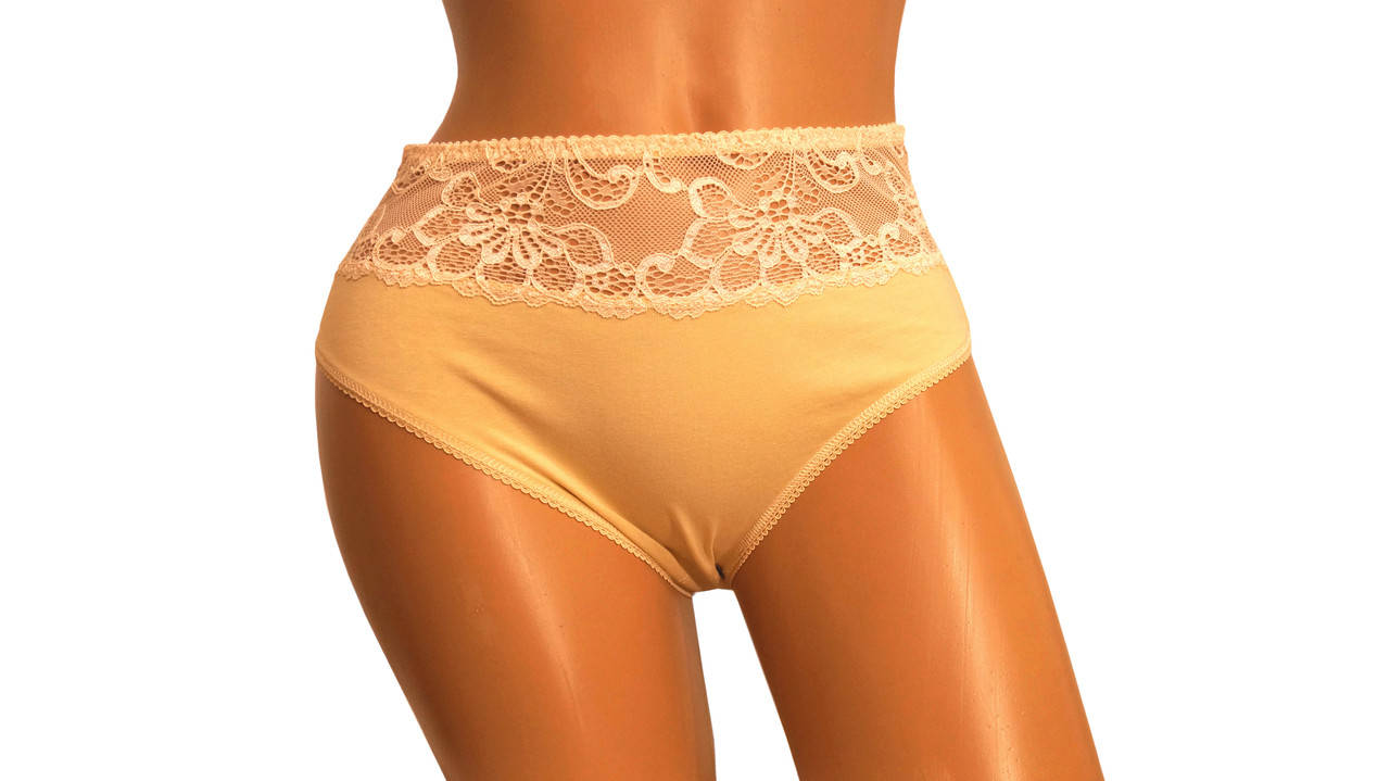 

Трусики женские Galina 020 c высоким кружевным поясом 4Xl, Бежевый