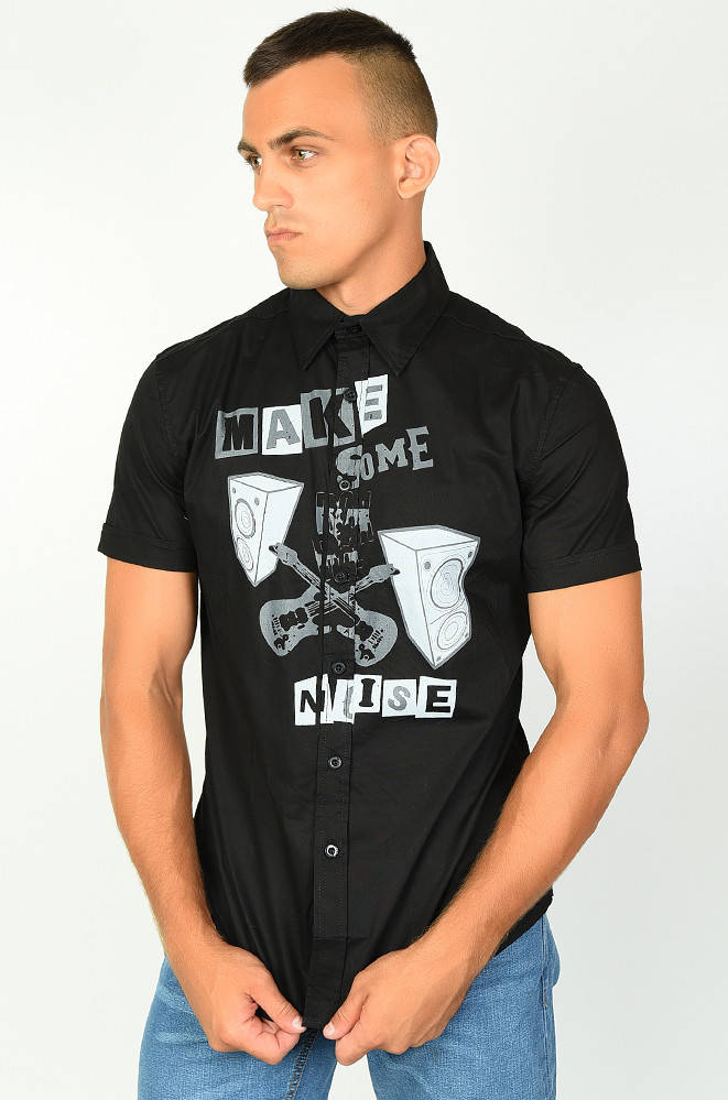 

Рубашка мужская черная ААА 134511P, Черный