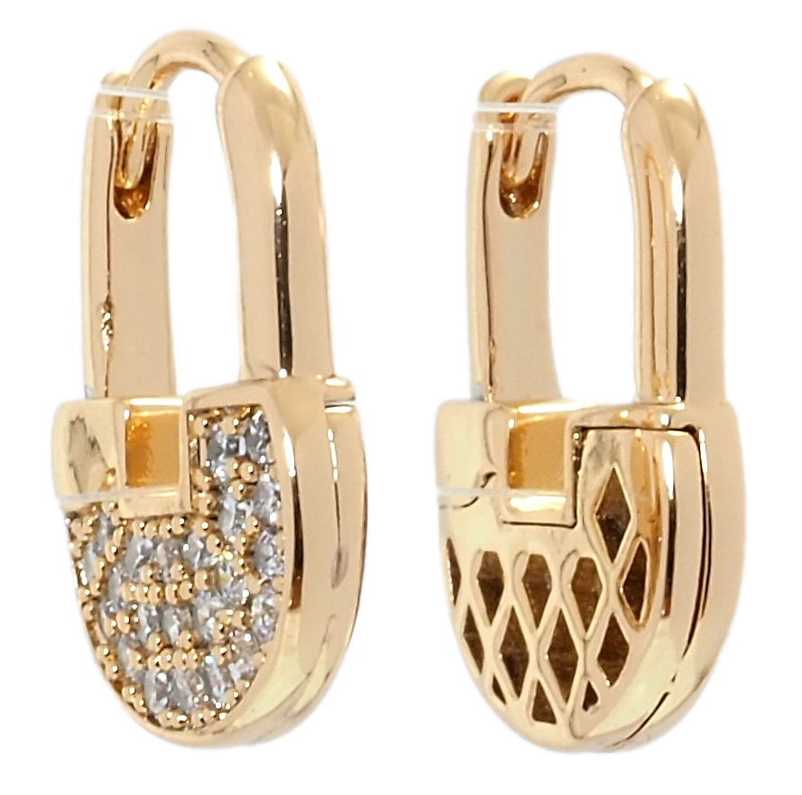 

Серьги Xuping Позолота 18K колечки "Замочки с цирконием"