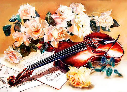 

Набор для росписи картина по номерам на холсте Розы и скрипка (LC40079)