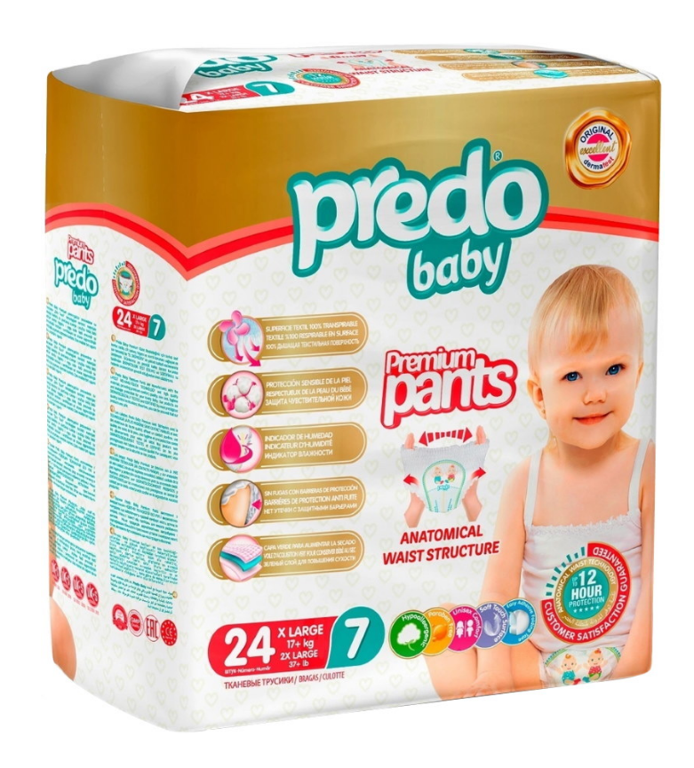 

Подгузники-трусики Predo Baby Premium Pants 7 17+ кг 24 шт, Белый