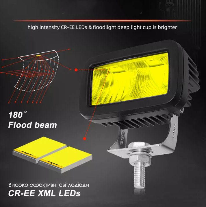 

Навесные фары Loyo 30 W LED, 12v 24v , ближний + дальний, желтый