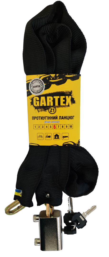 

Противоугонная цепь (велозамок) Gartex Z1 800x6 мм 002, Черный