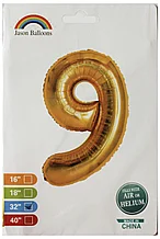 

Фольгированная цифра 32"(80 см) КНР 9 золото