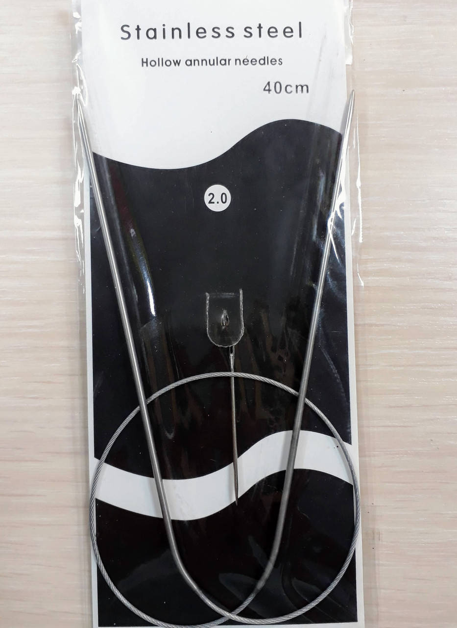 

Спицы для вязания металлические круговые на тросе короткие 40см