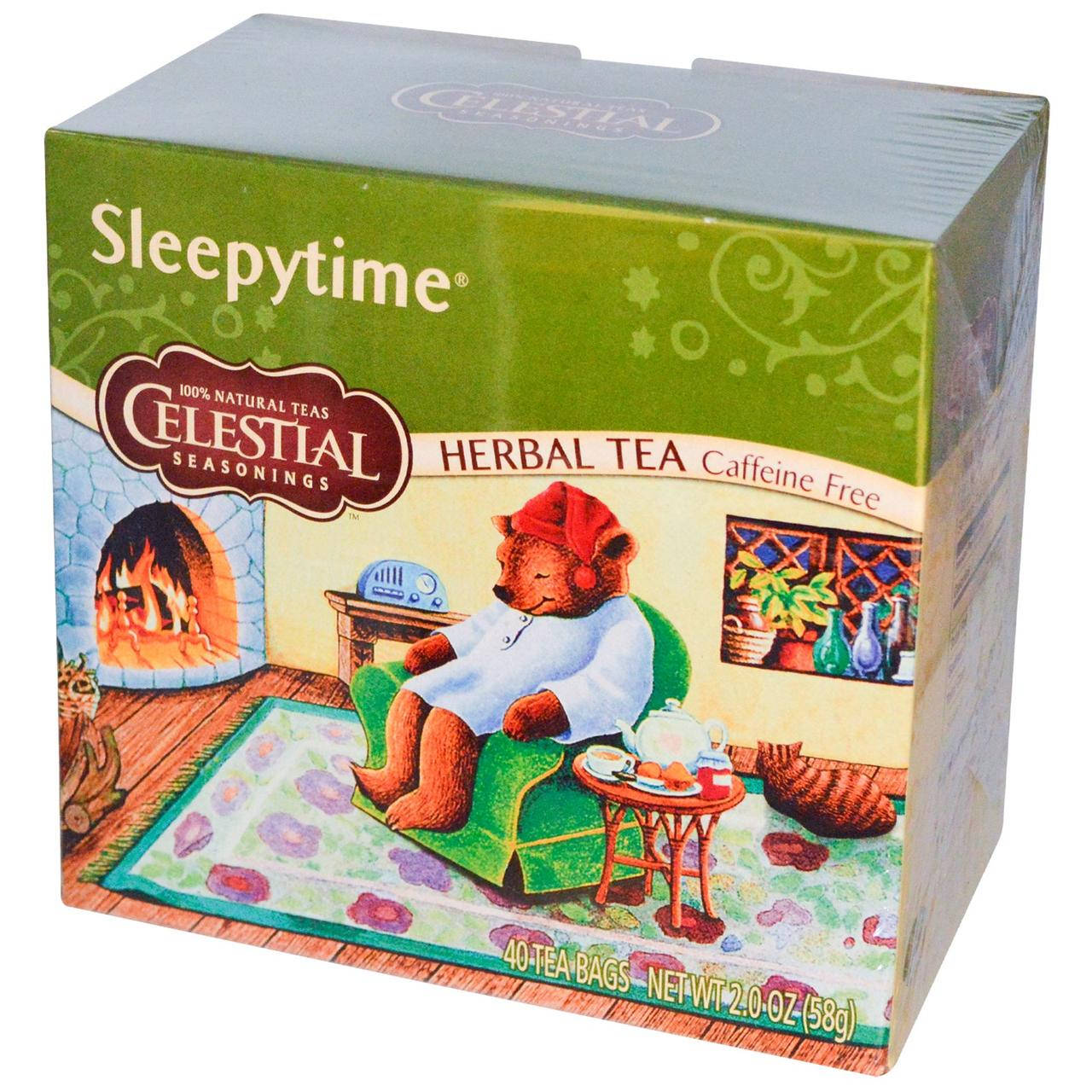 

Celestial Seasonings, Травяной чай, Без кофеина, Время для сна, 40 чайных пакетиков, 2 (58 г)