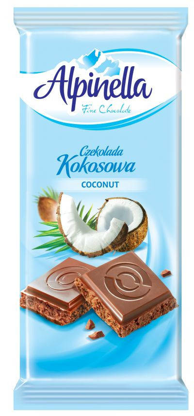 

Шоколад молочний Alpinella кокос, 90 гр.