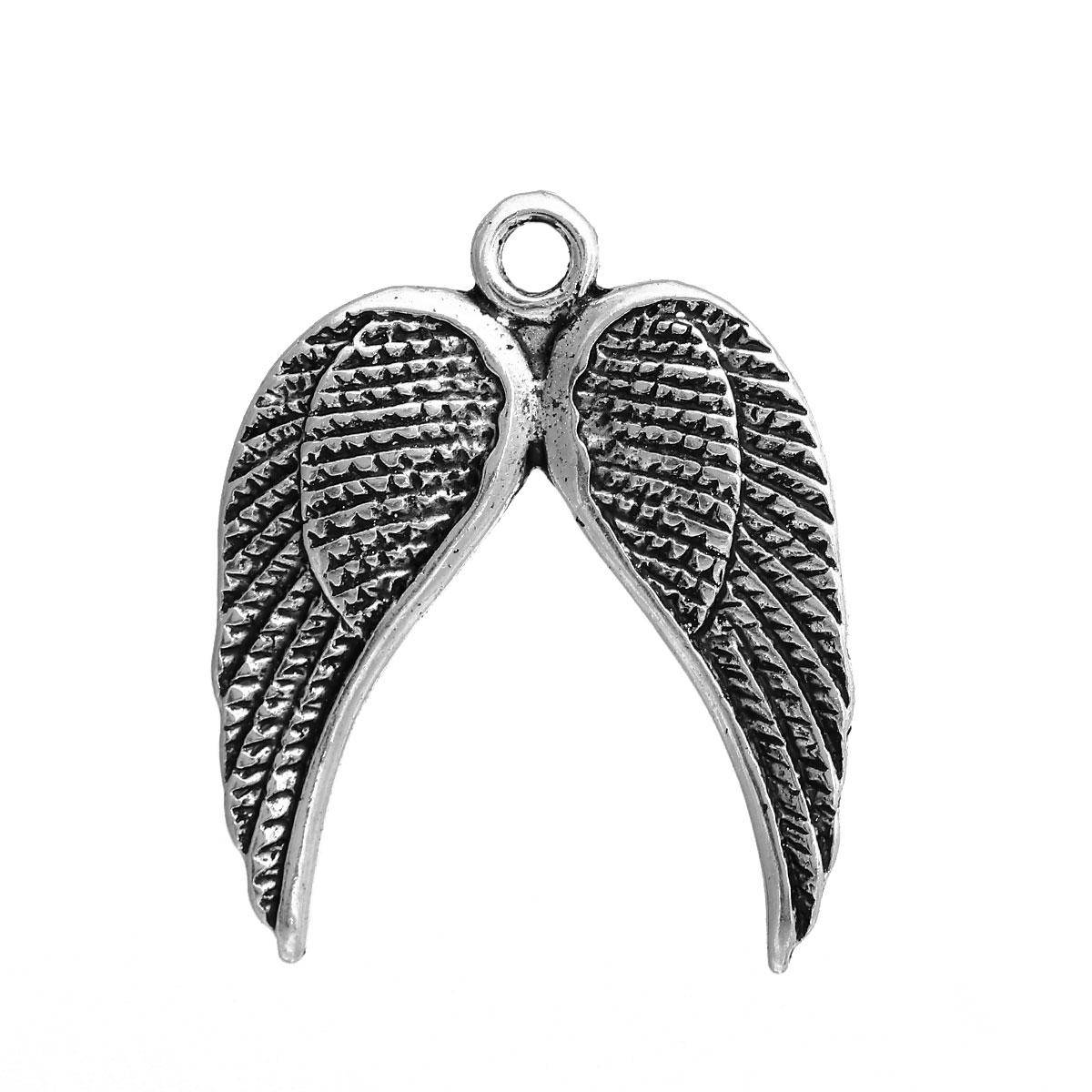 

Подвеска Сердце с ангельскими крыльями, Цинковый cплав, Античное серебро, 30 мм x 25 мм