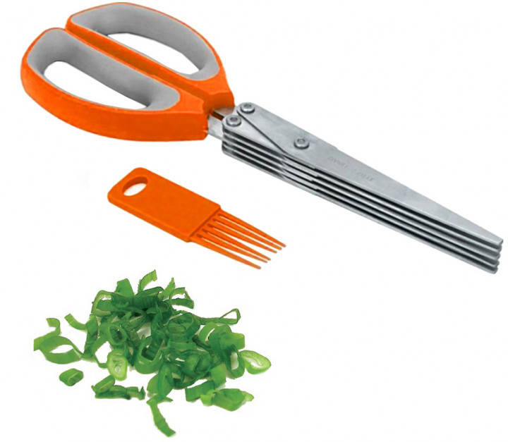 

Ножницы кухонные для зелени 5 лезвий Salad Scissors 196408, Оранжевый