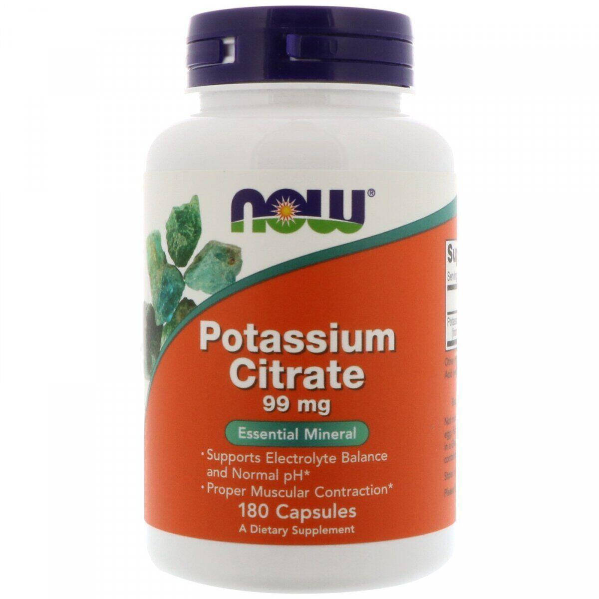 

Now Foods, калий цитрат (180 капс.), калій, potassium citrate