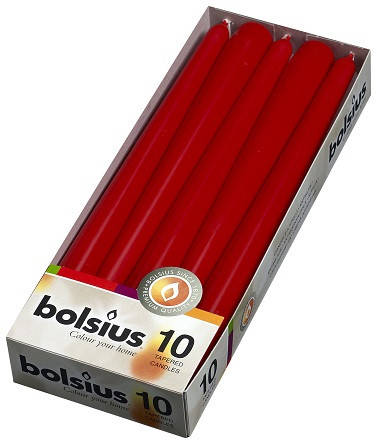 

Свеча коническая красная Bolsius 24,5 см 10 шт (s30-030Б 57106), Красный