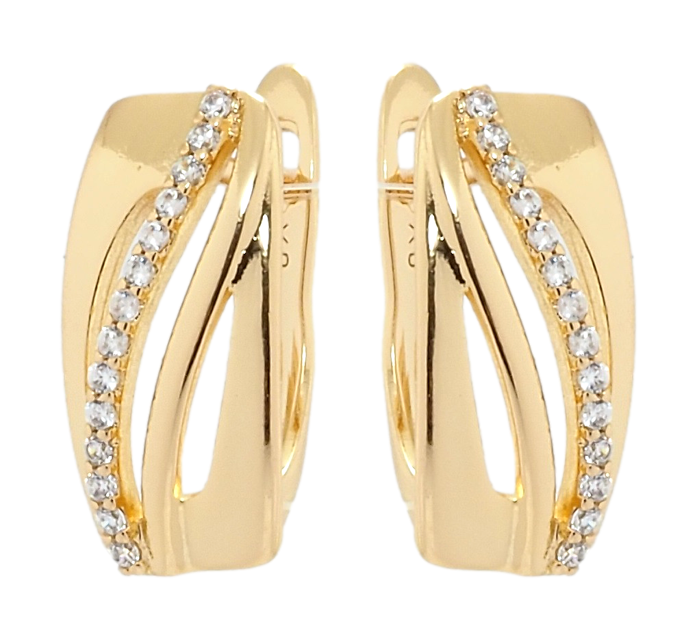 

Серьги Xuping Позолота 18K английский замок "Орнамент с дорожкой циркония"