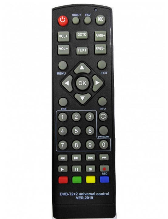 

Пульт ДУ HUAYU DVB-T2+2 Version 2019 Универсальный для DVB-T2 ресиверов, Черный