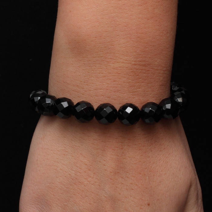 

Браслет "Черный агат" граненый (пресс)