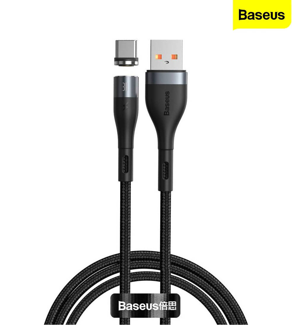 

Кабель магнитный Baseus Zinc Magnetic Safe Fast Charging Data Cable USB to USB Type-C, 3A 100 см (CATXC-MG1), Черный