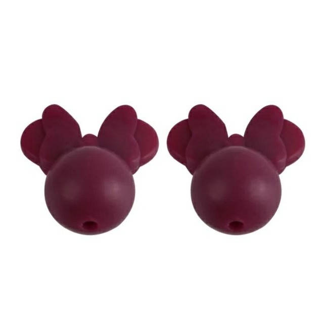 

Микки с бантиком бусина силиконовая Винный