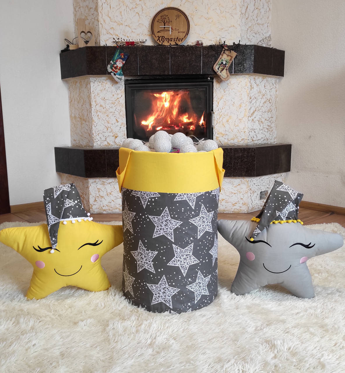 

Корзина для игрушек Желтая звезда. Корзина для ребенка в детскую, Желтый