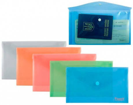 

Папка на кнопке прозрачная DL 228 х 130 мм 180 мкм Axent mix, Разные цвета