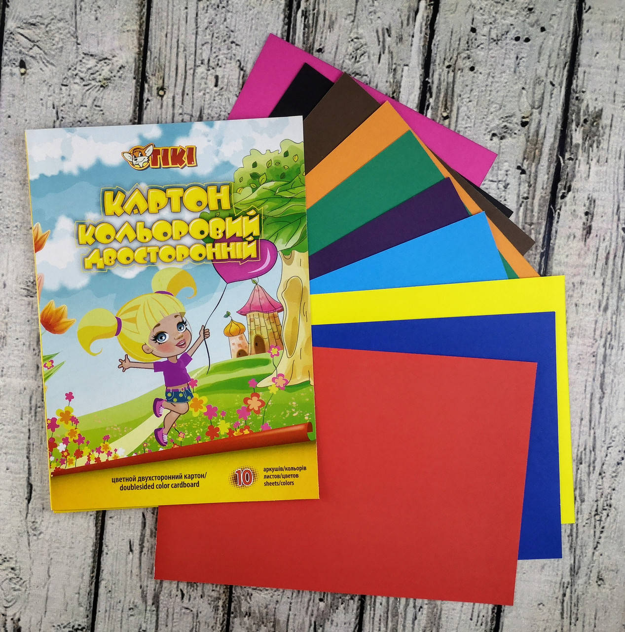 

Картон цветной двухсторонний А4 10 цв. 50918-ТК 76283 Tiki