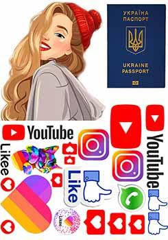 

Вафельная картинка Соцсети инстаграмм, тик ток, лайк, паспорт А4