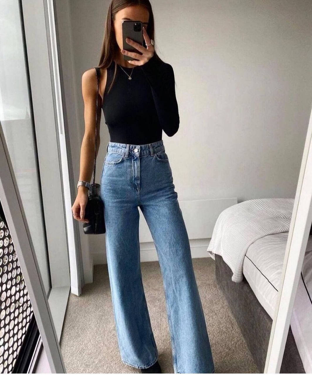 

Джинсы женские широкие кюлоты (голубые) оригинал