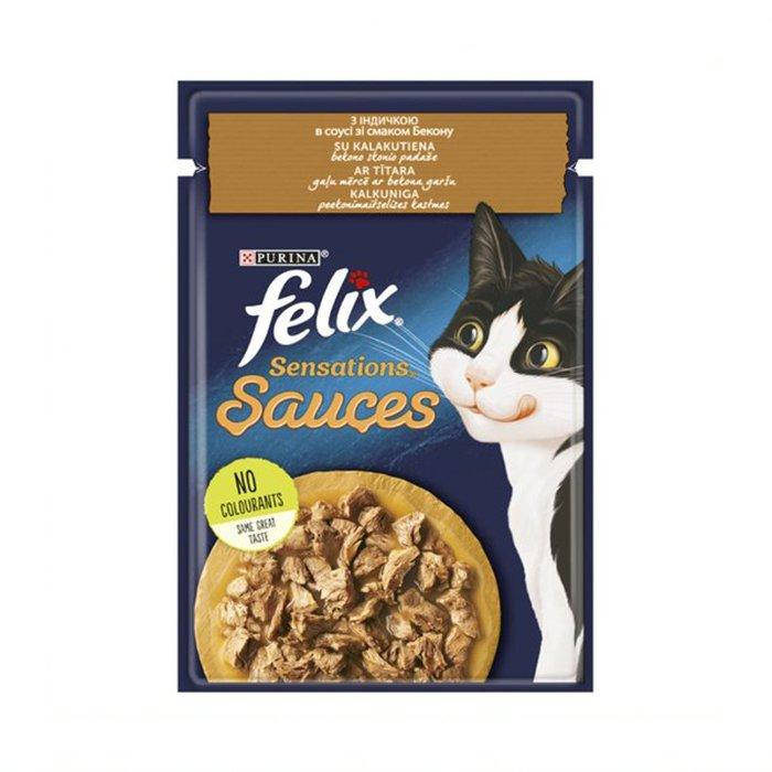 

Влажный Корм Felix Sensations с индейкой и беконом в соусе для взрослых котов 85гх26шт