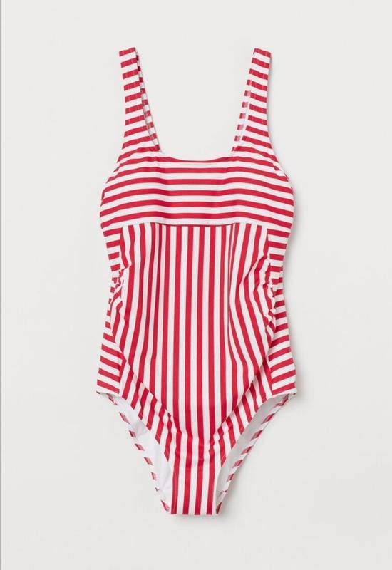 

Слитный совмесный купальник для беременных в полоску красный от h&m M