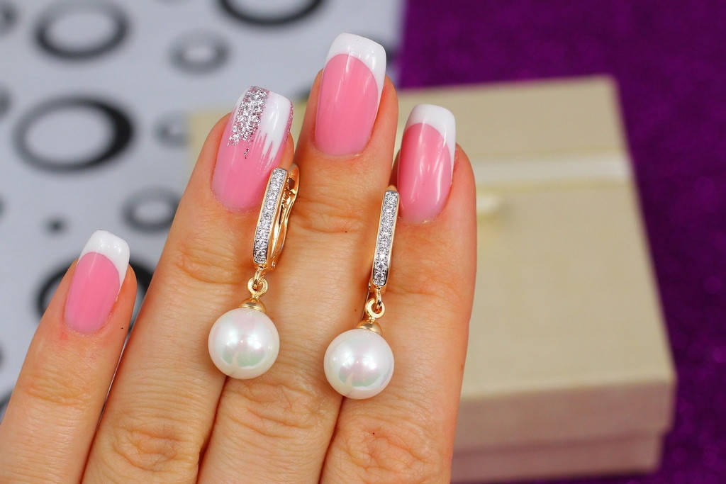 

Серьги подвески Xuping Jewelry 3 см с родием с жемчугом 9 мм золотистые