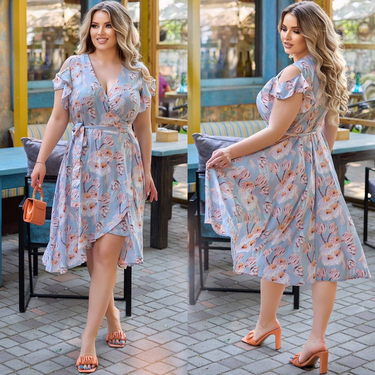 

Платье короткое на запах БАТАЛ