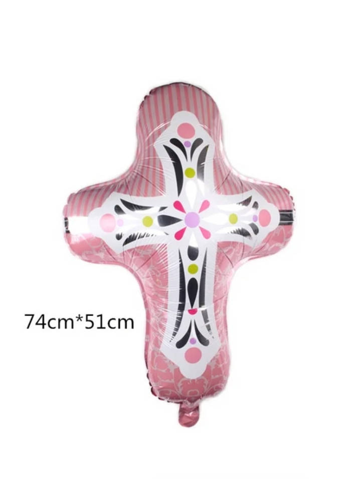 

Фольгированный шар крест на крестины девочки 74х51 см (Китай)