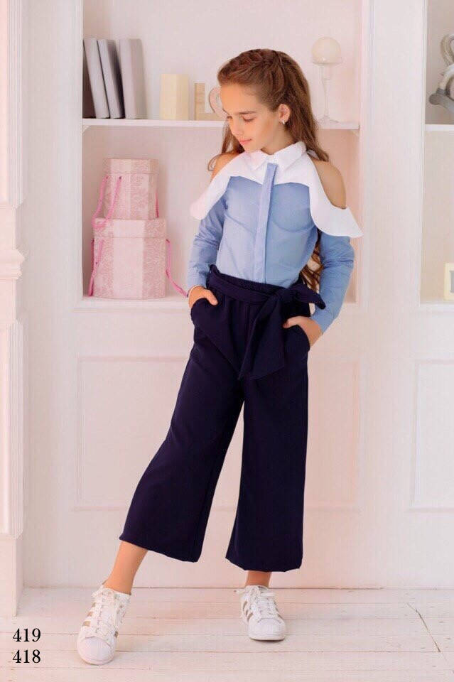 

Брюки-кюлоты для девочки школьная форма креп-костюмка 128,134,140,146,152