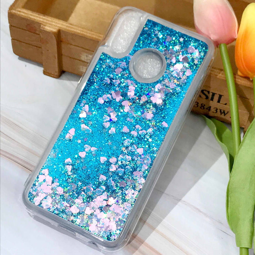 

Чехол Glitter для Huawei P Smart Plus Бампер Жидкий блеск Синий